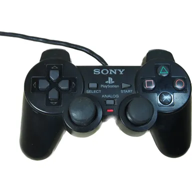 Sony PlayStation 2 DualShock Controller wired PS2 SCPH-10010 Black Tested Works