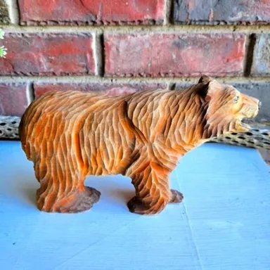 Vintage hand-carved Wooden Bear Figurine