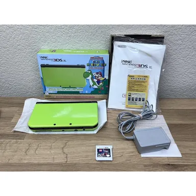 Nintendo “New” 3DS XL Super Mario World Edition Lime Green Cib Box Charger Works