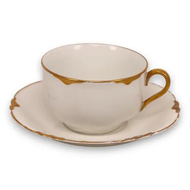 Johnson Bros Chantilly Gold Flat Tea Cup Saucer Set Gold Trim England