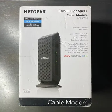 NETGEAR CM600-1AZNAS 960Mbps DOCSIS 3.0 Cable Modem Open Box Works.