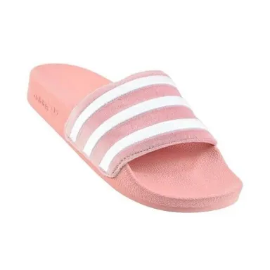 adidas Adilette Womens Pink Striped Slides Size 8