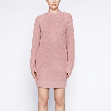 NWT Bardot Adeline Lurex Knit Dress In Cloud Pink Size M
