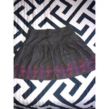 American Eagle Gray Tribal Embroidered Skirt Small