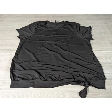 Torrid Crop Top Shirt Plus Size 2 2X 18 20 Black Short Sleeve Tie Waist Stretch