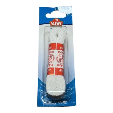 KIWI Sport Flat White Shoelaces - 45” Long - One Pair - Fits 5-6 Eyelets