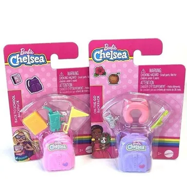 Lot Of 2 Barbie Chelsea Backpack Accessories On The Go School Sleepover Travel