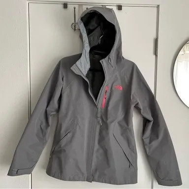 The North Face Gray Waterproof Rain Jacket Full Zip L