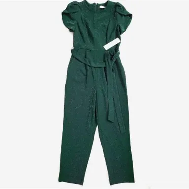 NWOT Calvin Klein Dark Green Sparkle Short Sleeve Jumpsuit 6