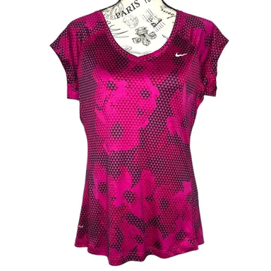 Nike MEDIUM Floral Print Dri-Fit Round Neck Short Sleeve Tee Shirt Top