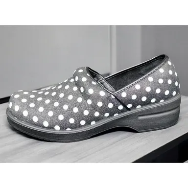 Ingaro Clogs Nursing Shoes Womens 10 M Black White Slip Resistant Polkadot Polka