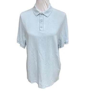 Zara Polo Short Sleeve Shirt Light Blue Size Medium