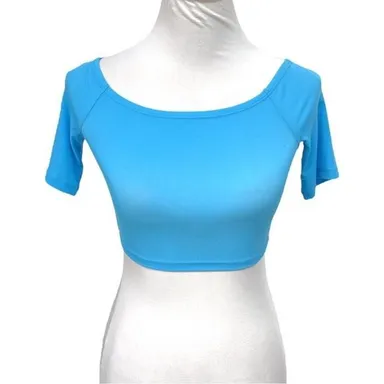 Zara Short Sleeve Cropped Top Blue Size Medium