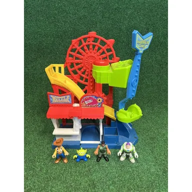 Imaginext Toy Story Play Set Carnival Disney Fisher Price w/ Buzz & Woody Figure