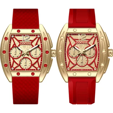 COOSSA ORIGINAL Special Edition His And Hers Tonneau Watch Set Day-Date Watch
