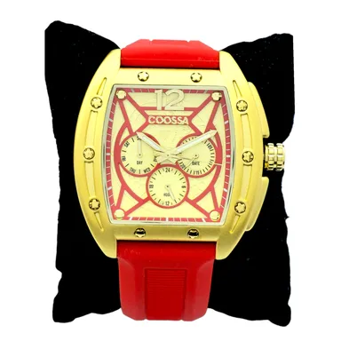 COOSSA ORIGINAL Special Edition Men's Tonneau 46MM Case Gold/Red Tone Day Date