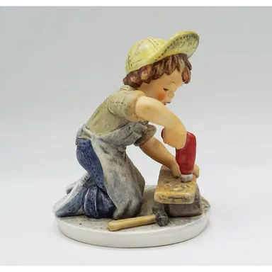 Goebel Frobek Todays Children Figurine Handy Helper Boy w. Drill W. Germany