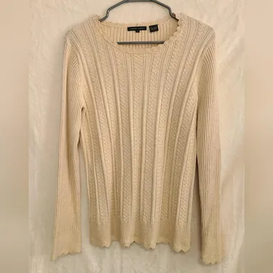 Jeanne Pierre Cream 100% Cotton Sweater Size L
