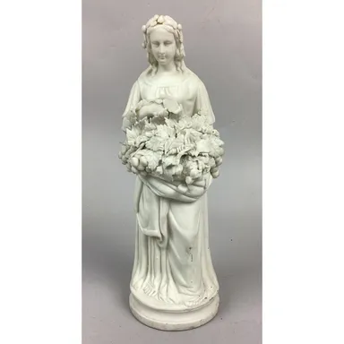 Antique 1800’s Parian Porcelain Figurine - Woman Of Autumn - 11”H
