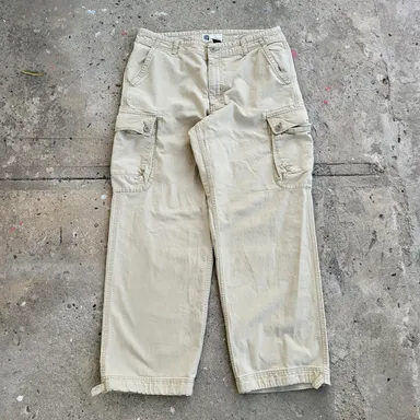 Gap Cargo Pants Size 36x31 Beige Pockets Casual Outdoor Work Canvas Tag 38x32
