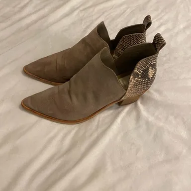 Women’s Dolce Vita Suede Taupe Snake Print booties