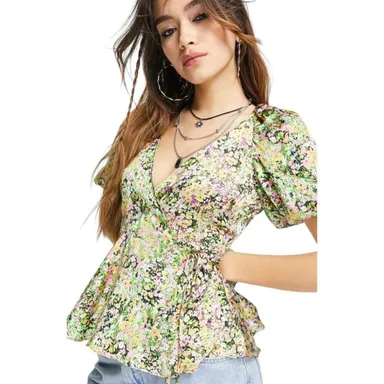 TopShop Multi Floral Mix And Match Blouse Size 4 NWOT $59 MSRP