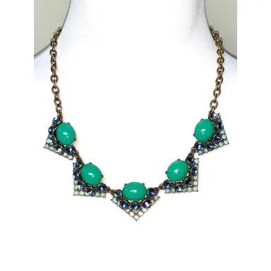 Stella & Dot Rory Crystal and Turquoise Blue Stone Statement Necklace 
