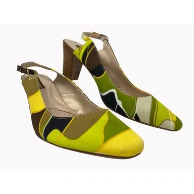 Adrienne Vittadini Merry sling back pumps 10M Multi color block heels