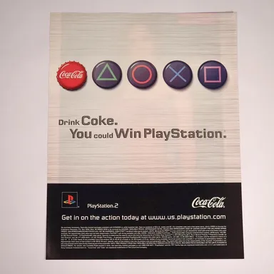 Coca-Cola PlayStation 2 "Controller" Vintage Coke Print Ad 2004 Maxim 8.5" x 11"