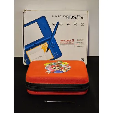 Nintendo DSi XL Blue Console UTL-001 w/ Box, Case, and Stylus!