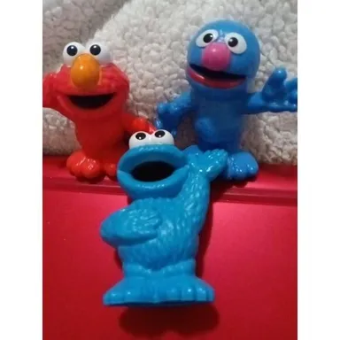 Sesame Street Hasbro 3" Figures Elmo Cookie Monster Grover lot of 3 cake toppper