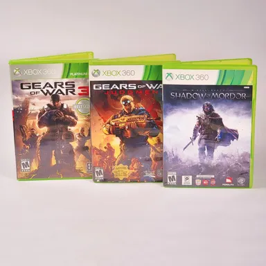 3 XBOX 360 Games Gears of War 3 & Judgement, Shadow of Mordor Pre-Owned VGUC