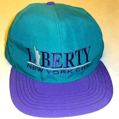 Statue of Liberty New York 90s Vintage Mens Snapback hat cap New Teal Purple