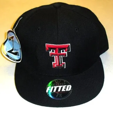 Texas Tech Red Raiders Zephyr Mens Black Fitted hat sz. 7 3/4 New Ncaa