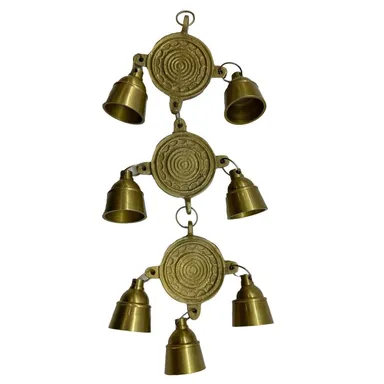 Brass Hanging Bells Home Decor Religious Generic Gold India 7 Bells