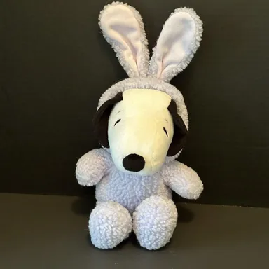 Hallmark Peanuts Snoopy Easter Bunny Stuffed Animal Plush 11" Purple CLEAN