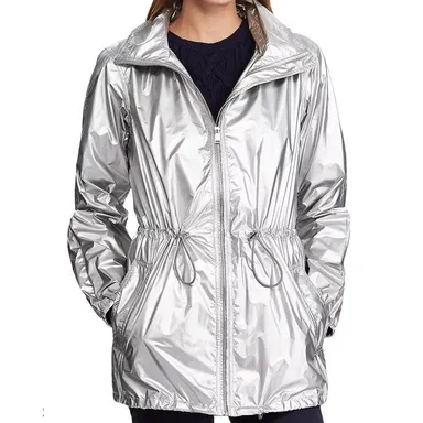 Lauren Ralph Lauren Silver Metallic Full Zip Water Resistant Jacket size XS