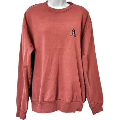 Waraire Designer Pink Salmon Embroidered Crew Neck Sweatshirt size M Oversize