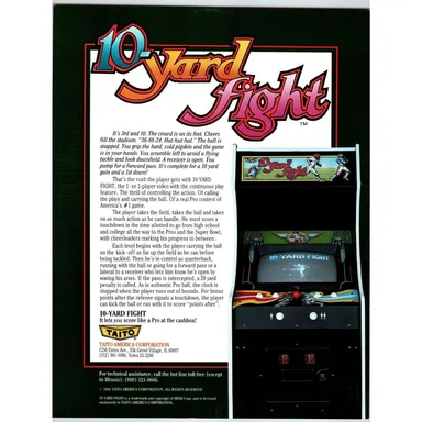 10 Yard Fight Arcade Game Flyer Original Video Art Retro 1984 Video Football