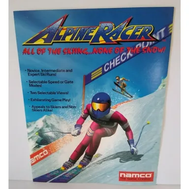 Alpine Racer Arcade FLYER Original 1995 NOS Video Game Skiing Sport Vintage Reto