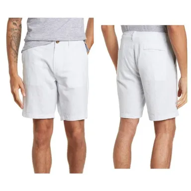 New 14th & Union Men's Linen Blend Slim Fit Shorts in Light Blue