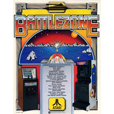 Battlezone Arcade FLYER 1980 Original NOS Video Game Battle Zone Retro Art Promo