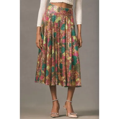 NEW Anthropologie Celia B Voila Sequin Floral Maxi Skirt Women's Medium