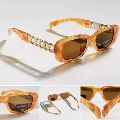 Steve Madden Women Sunglasses Felicia Orange Tortoise Rectangular Frame NWT