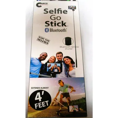 Carco Selfie Go Stick iPhone, Android, Extends 4 Ft, Monopod, Bluetooth Enabled