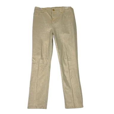CHICO'S Platinum Jeans Gold Metallic Stretch Denim Pants Womens Sz 0 Regular S 4