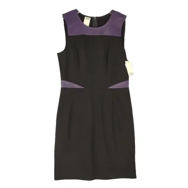NWT $298 Neiman Marcus Ali-Ro Sz 6 Bodycon Black Purple Leather Sleeveless Dress