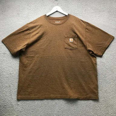 Carhartt T-Shirt Mens 2XL Short Sleeve Loose Fit Oiled Walnut Heather K87 B00