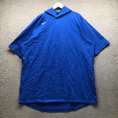 Nike Hooded Shirt Men's 4XLT Tall Short Sleeve Embroidered Swoosh Blue White
