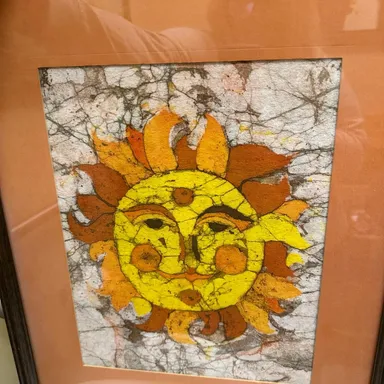 Retro sunshine framed art Batik